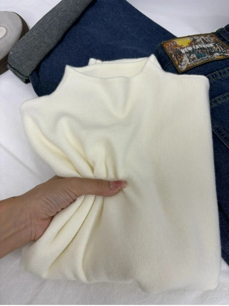 Women's Casual Vintage Knitted Long Sleeve Pullovers 2025 Autumn Winter Fashion Turtleneck Ladies Solid Sweater Woman clothing - Image 2